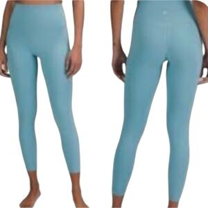 ATHLETA ULTRA HIGH RISE ELATION SCULPTING  TEAL 7/8 LEGGINGS SZ MED EUC